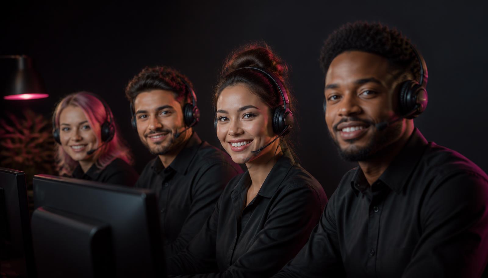 eatOS support specialists wearing headsets at their workstations