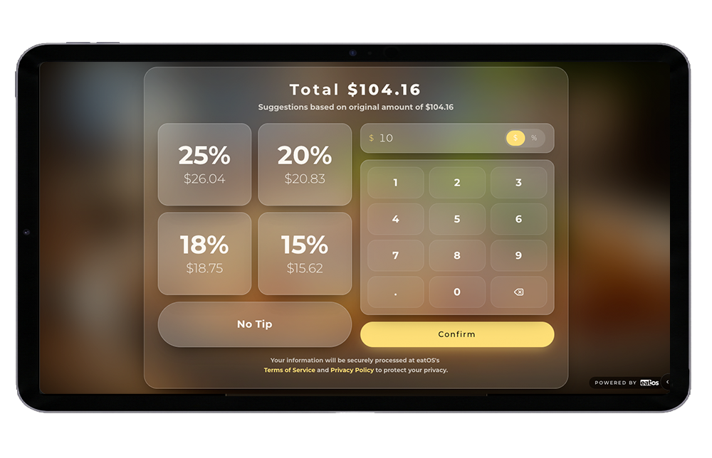 Tip selection screen