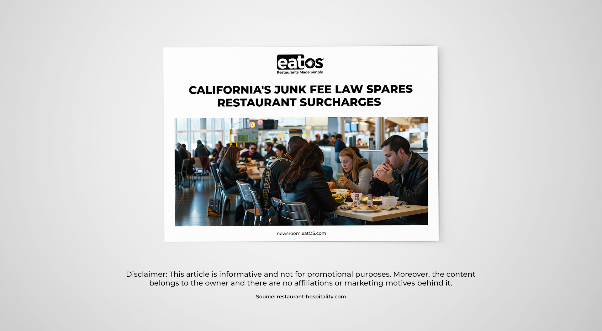California's Junk Fee Law Spares Restaurant Surcharges